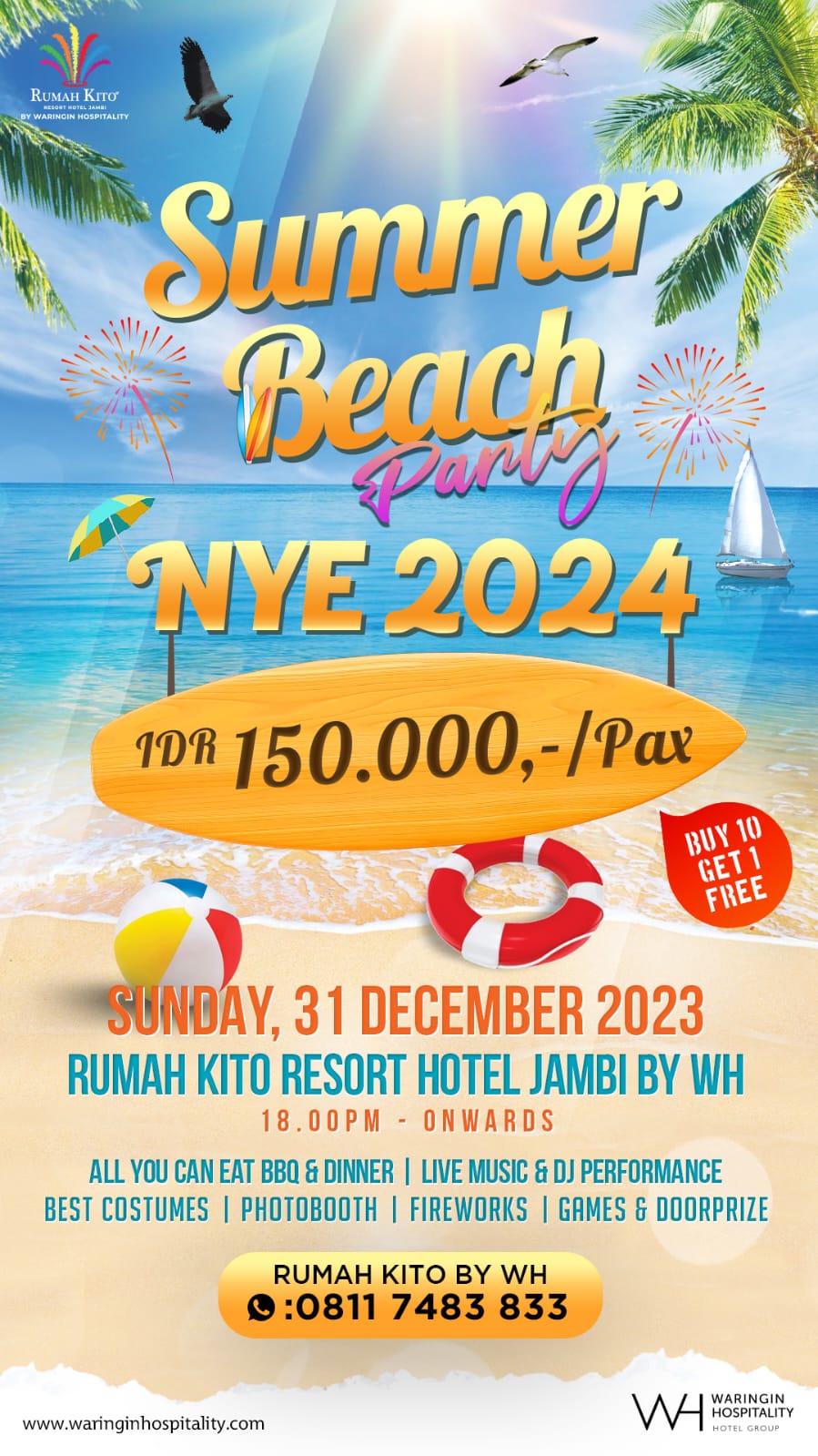 Sambut Tahun Baru 2024 dengan Meriah di Rumah Kito Resort Hotel Jambi by WH Hadirkan Summer Beach Party