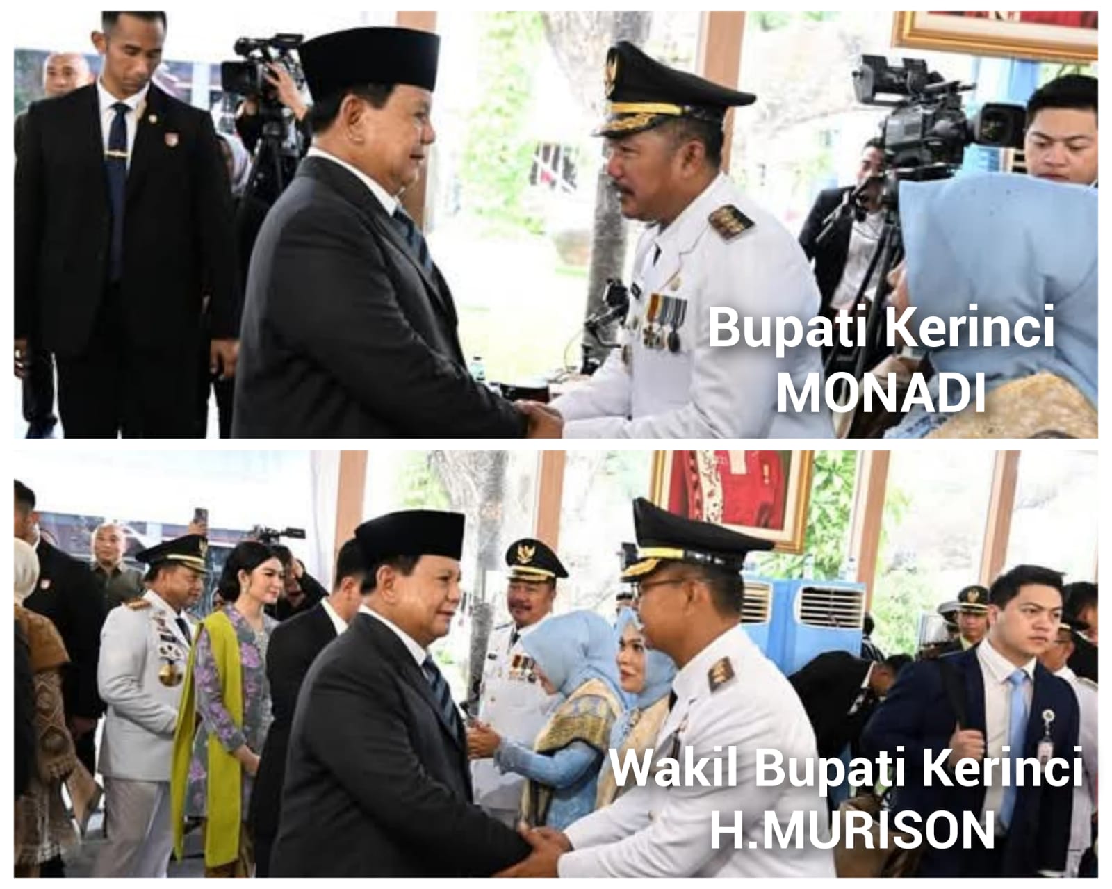 Presiden Prabowo Ucapkan Selamat kepada Monadi Usai Dilantik sebagai Bupati Kerinci