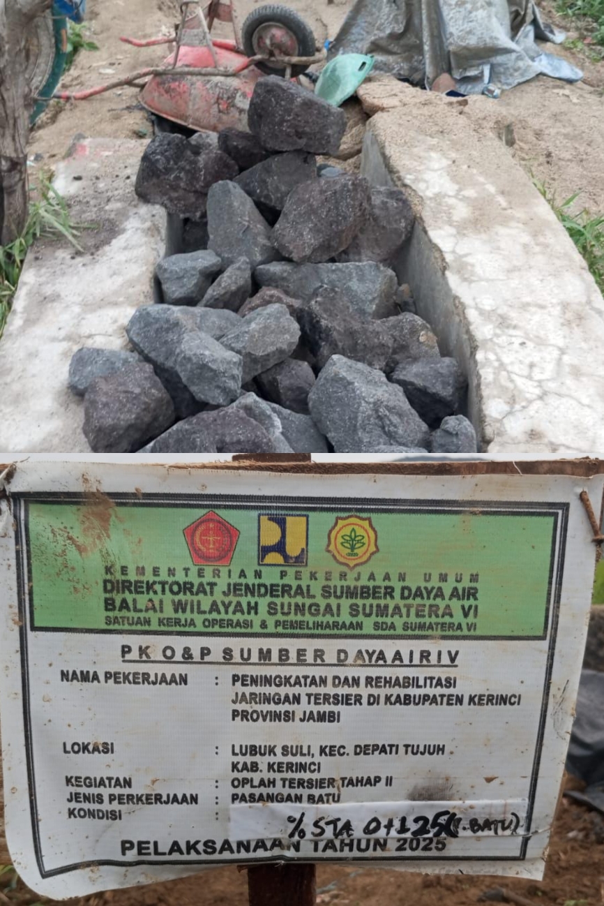 Proyek Jaringan Tersier BWSS VI di Lubuk Suli Diduga Tak Sesuai Spesifikasi