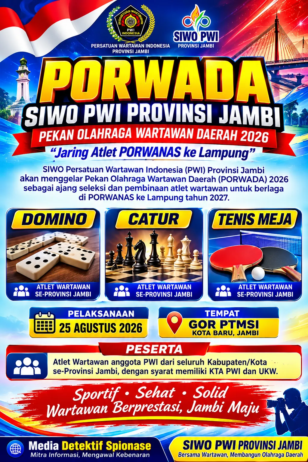 SIWO PWI Jambi Gelar PORWADA 2026, Jaring Atlet Terbaik Menuju PORWANAS Lampung